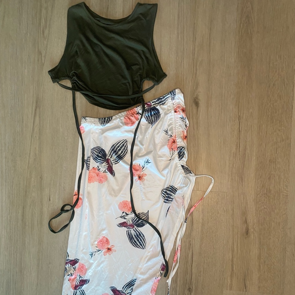 Floral Maxi Dress with Black Top